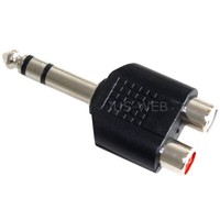 Audio Adapter 6,35Mm Stereo Klinkenstecker Auf 2 Cinchbuchsen, Vereiler