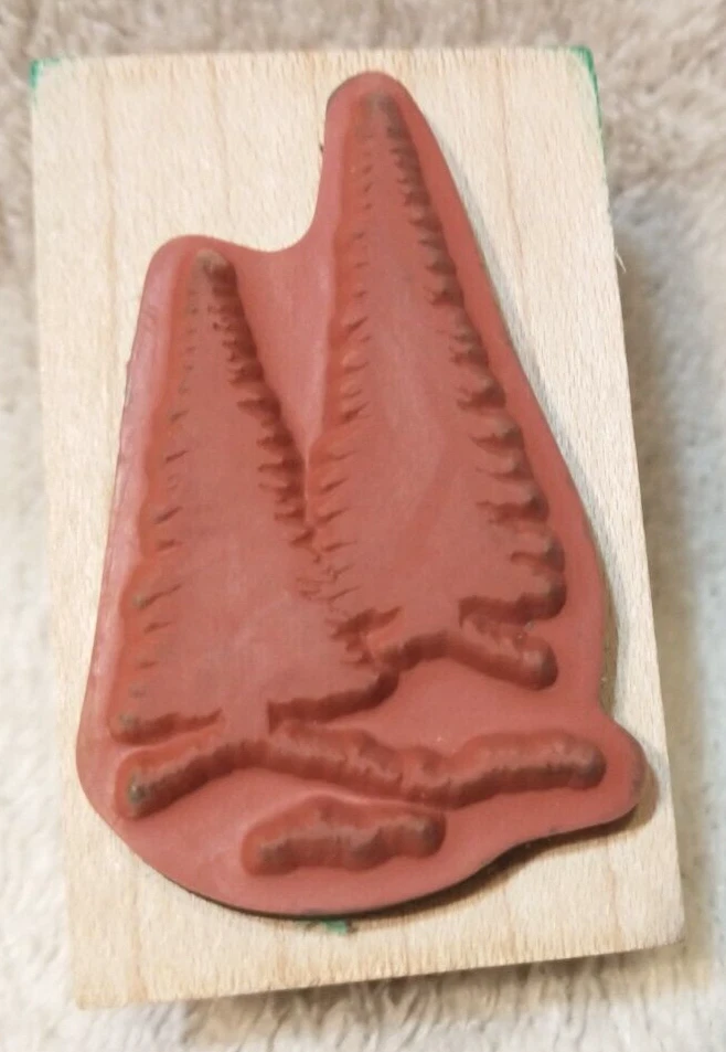 Sello de árbol de madera de pinos Inkadinkadoo vintage 2 pinos A24 Foto 4 de 4