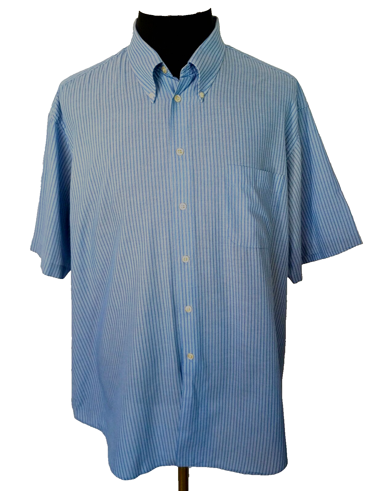 FILA Savile Row Camicia Uomo Taglia XL 18 Blu e Bianco Righe Bottoni Frontali Corta Slvs