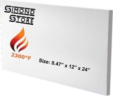 Ceramic Fiber Board , (2300F) (0.47" X 12" X 24") Thermal Board