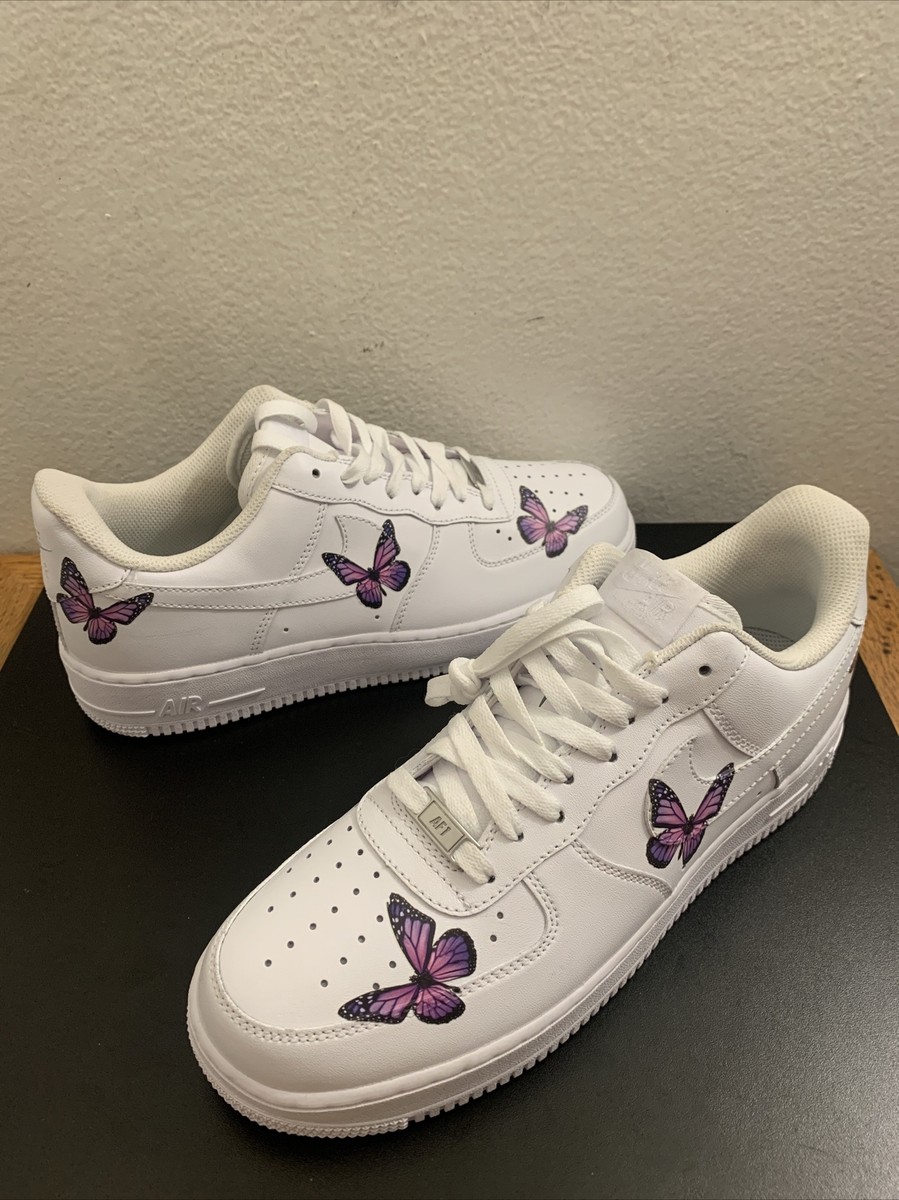 Nike Air Force 1 Custom Purple Butterfly Shoes 315122-111  display picture 2