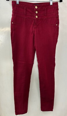 Refuge Womens Size 8 Red Hi-Rise Super Skinny Stretch 3 Button
