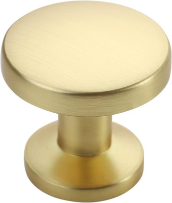 30 Pack Brushed Gold Cabinet Knobs - 1.1 Inch Round Drawer Hardware