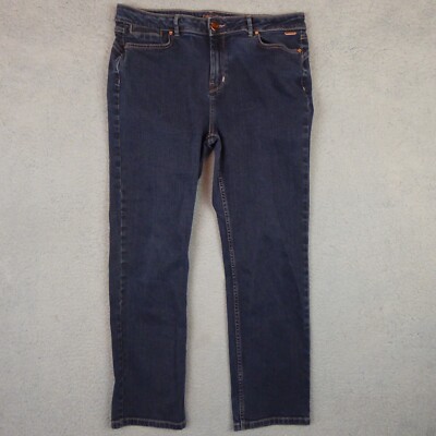 M&S Per Una Jeans Women's UK 16 Denim Pants Straight Leg Dark Wash Meas. 34x28