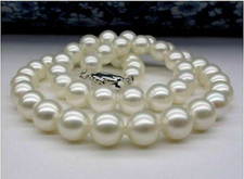 Genuine Natural 10-11mm White Real Round Pearl Necklace 17-40''