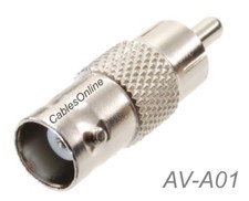 BNC Female to RCA Male 75ohm Coaxial Metal Adapter, AV-A01