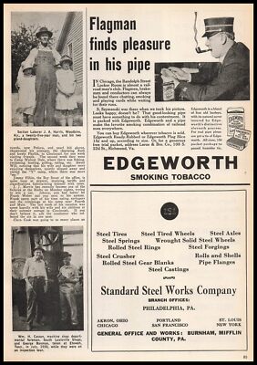 1931 S. Szymanski Railroad Flagman Photo Edgeworth Pipe Smoking Tobacco Print Ad