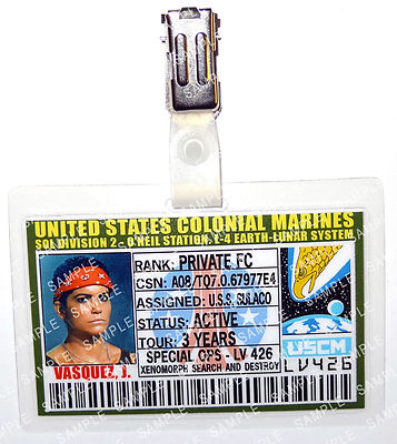 Aliens US Colonial Marines Vasquez J Badge Sci-Fi Cosplay Gift Prop Halloween