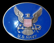 NAVY LOGO BELT BUCKLE SOLID PEWTER SISKIYOU PEWTER NEW 