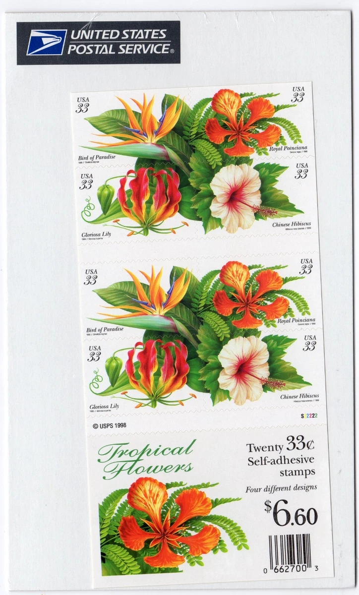 Scott #3313b Tropical Flowers Booklet of 20 Stamps - Sealed P