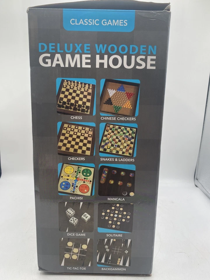 Classic Games Deluxe Wooden Game House 10 Games Chess/Mancala/Parchisi And More - Image 2 of 4