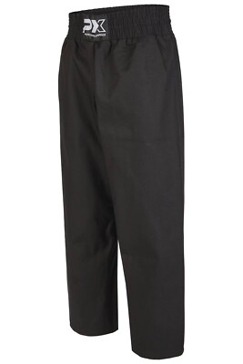 Phoenix Kickboxen Satinhose, schwarz. Gr.110 - 200cm. 8cm Bund. WT, SV usw. 