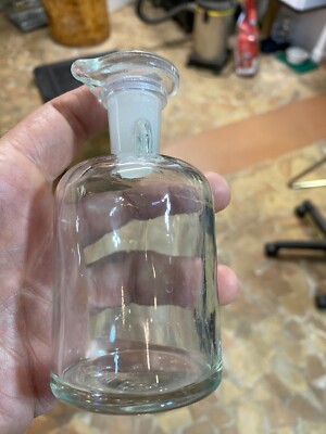 Vintage T.C.W. CO U.S.A. # 8 Lab Apothecary Clear Glass Bottle with Stopper 4''