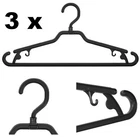 3 coat hangers clothes hangers plastic black universal 42 cm trouser bar