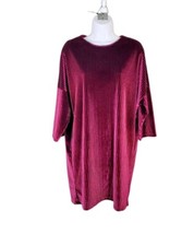 New ZARA M Diamond Pattern Velvet 3/4 Sleeve Tunic Mini Dress Women