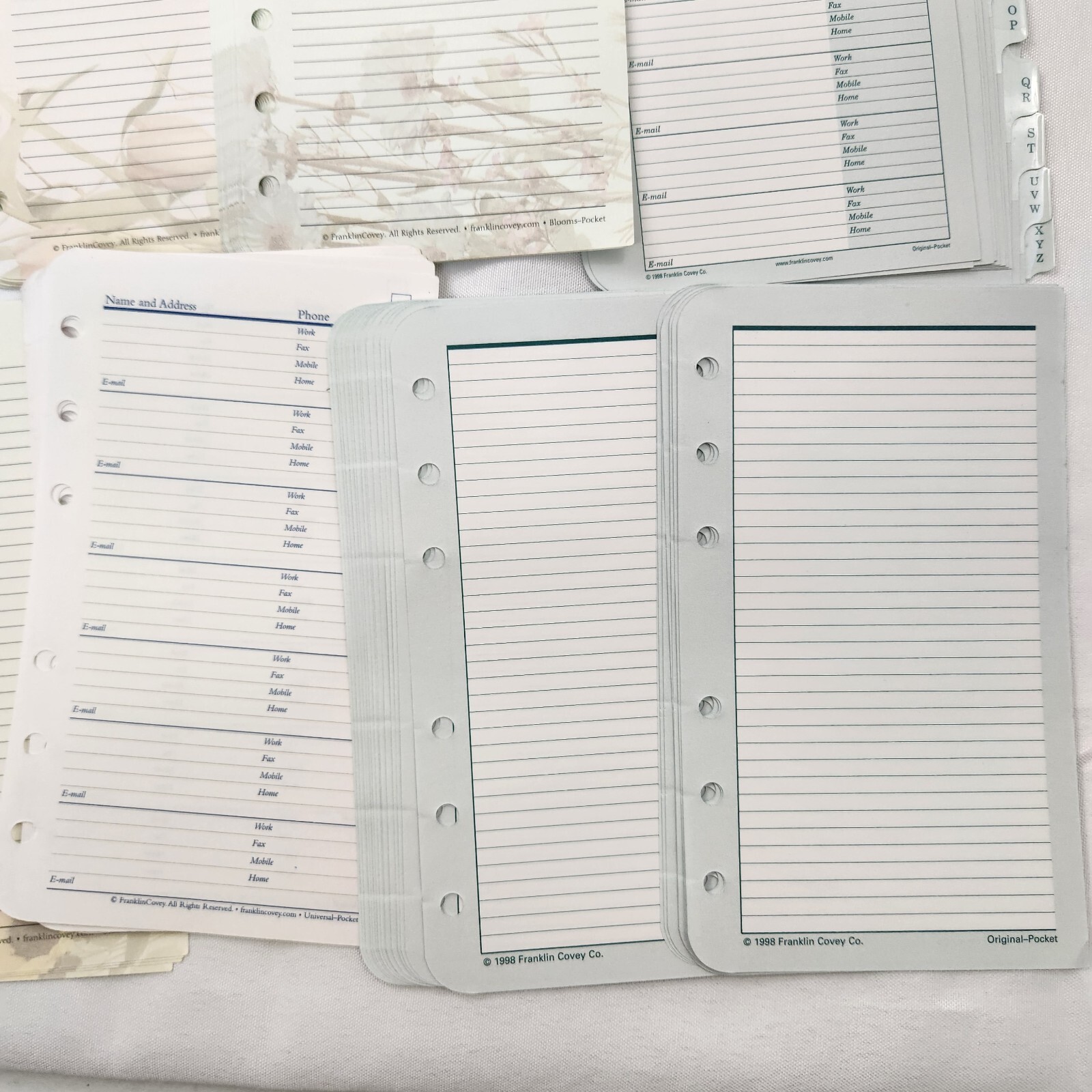 Franklin Covey Pocket Planner Refill Pages Paper pagefinder lined end