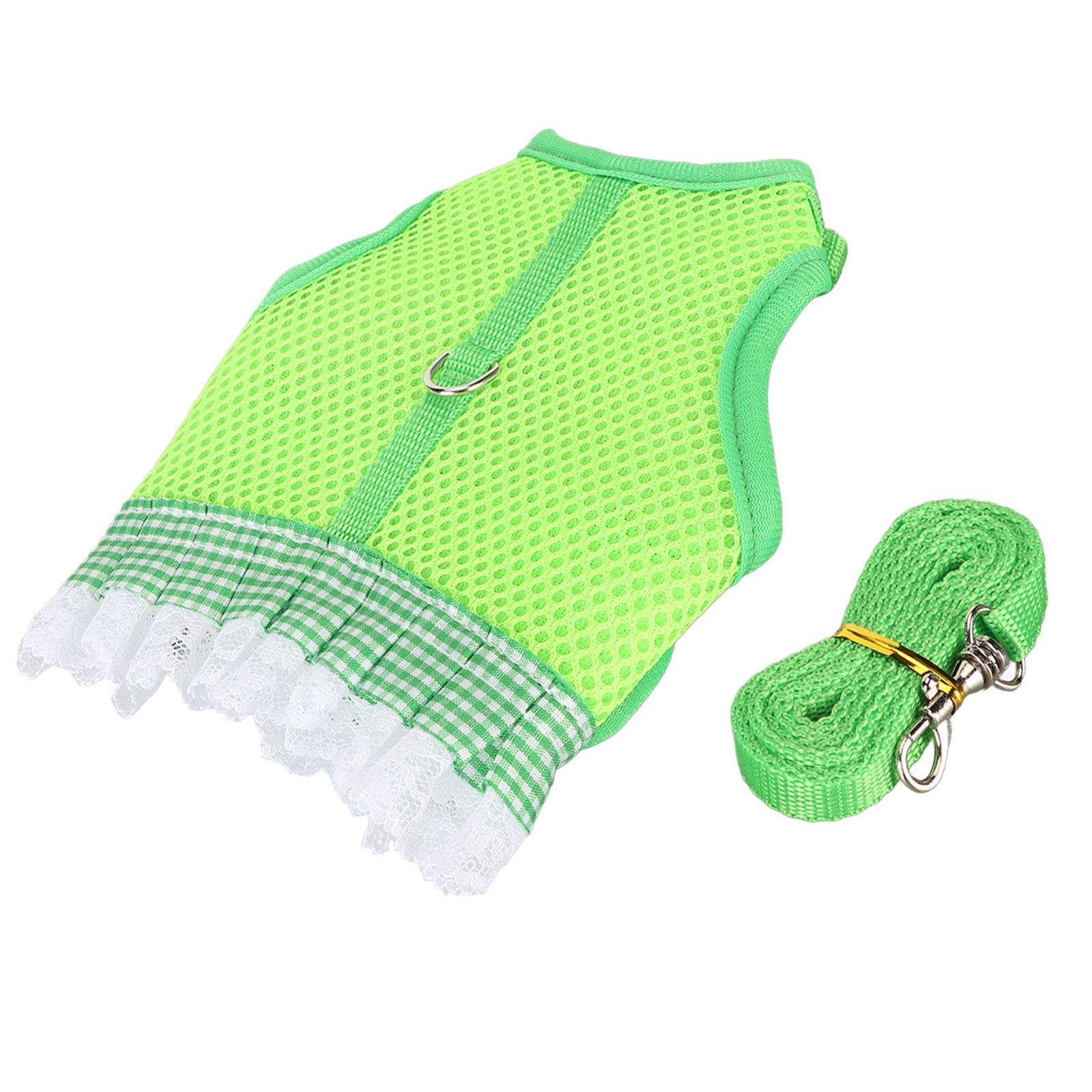 (M)Rabbit Harness And Leash Adjustable Lace Hem Bright Color Lovely