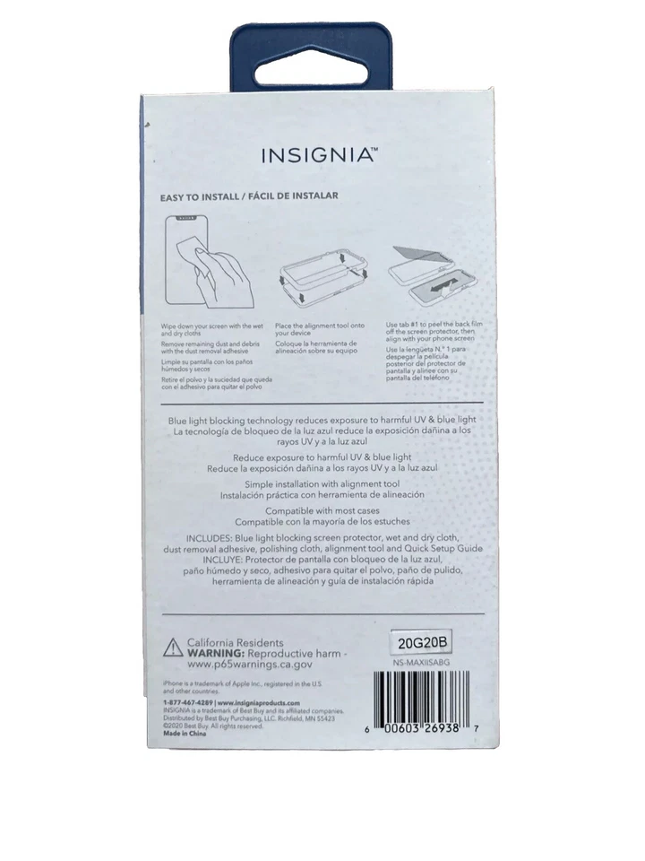 "Nuevo protector de pantalla con bloqueo de luz azul Insignia para iPhone 12/13 Mini 5,4""" Foto 3 de 3