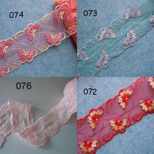 7 Yards 3" Wide Tulle Lace with Embroidered Flower 4 Colors z8