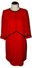 ZARA NEW NWT SIZE S SMALL RED BLACK TRIM TEXTURED FABRIC 3/4 SLEEVE MINI DRESS