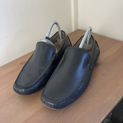 Ecco Halbschuhe Herren Größe UK 7 EU 40 schwarz genarbtes Leder Mokassin Fahrschuhe
