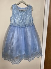 Party Dress Girl 8-10 Years Blue 140cm