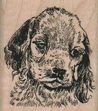 Pensive Dog 2 x 2 1/4" Rubber Stamp, Dog Stamp, Dog Lover Stamp
