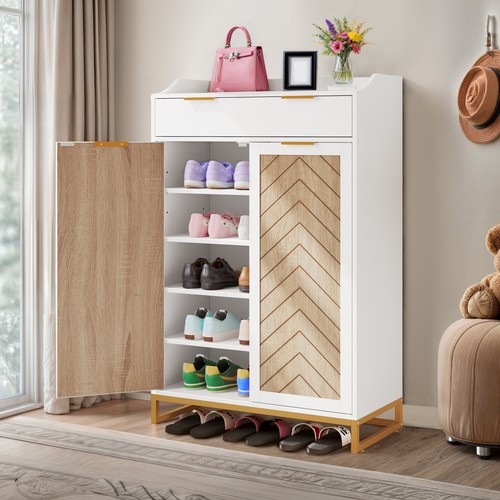 5 Tier 20 Pair Entryway Shoe Cabinet Top Shelf Sneakers Rack Organizer w/ Drawer - Picture 12 of 12