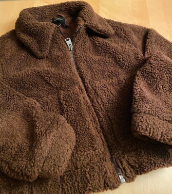 URBAN OUTFITTERS JACKET COAT WOMENS SZ S BROWN TEDDY BEAR 