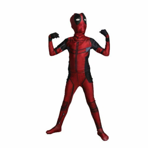 Kids Deadpool Bodysuit Boys Jumpsuit Halloween Cosplay Costume Accessories Gift - Image 3 of 4
