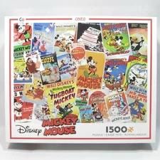 Mickey Mouse Jigsaw Puzzle Vintage Posters Disney Ceaco Complete 1500 Pcs 3402-1