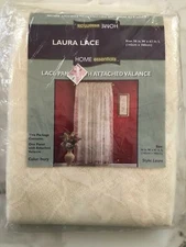 Home Essentials Laura Lace Panel With Attatched Valance Ivory 56" x 63"