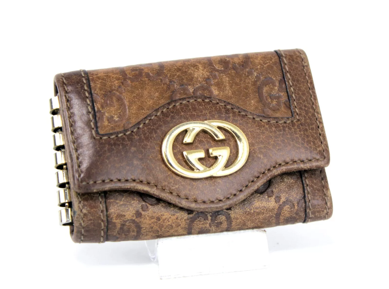 GUCCI Guccisima cuir marron logo GG porte clés accessoires d'occasion Italie
