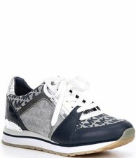Michael Kors MK Women's Billie Trainer Sneaker Navy/White Size 6 NIB