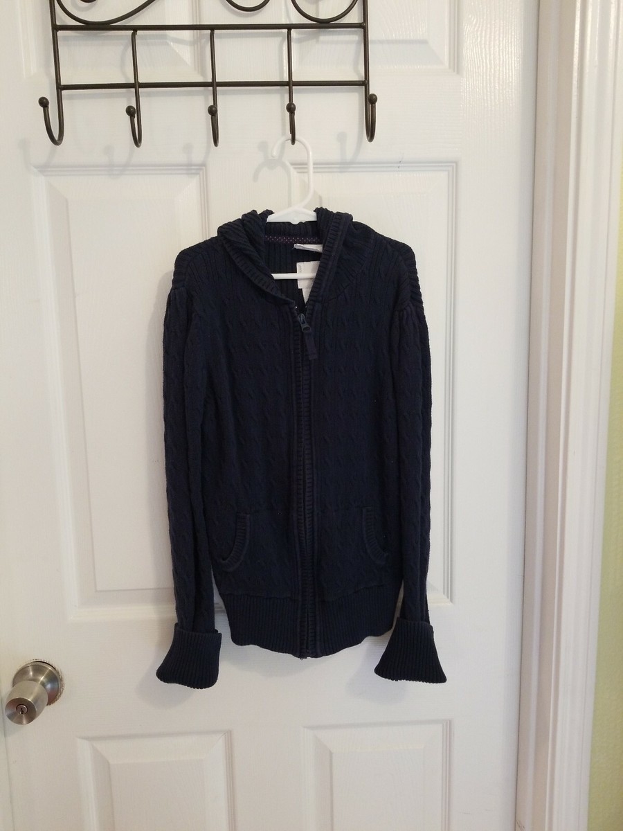 Old Navy Girls School Uniform Hooded, Zips In Front, Navy Blue