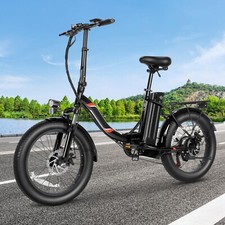 500W Electric Bike, 20" 3.0" Folding Ebike City Bicycle w/48V 10.4Ah Battery.