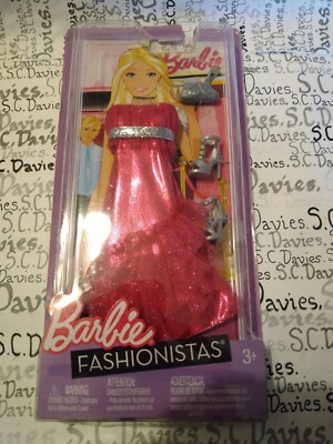 Barbie Fashion Pack Fashionista Stunning Pink Party Dress Silver