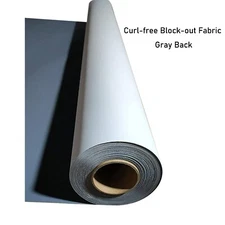 36 in x 150 ft / roll Curl-free Block-out Fabric - Gray Back, PVC free