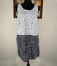 LOFT Sleeveless Shirt Dress Women's XS Black White Polka Dot Casual