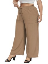 Plus Size Summer Wide Leg Pants Women Loose Palazzo Long Flowy Casual Pants
