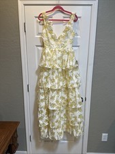 Lulus Floral Ruffle Prom, Wedding Guest Dress, Size Small