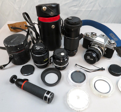 Vintage Japan Nikon EL2 35mm Camera Lot Nikkor 50mm f/1.4 AI Lens + 3 Lenses 