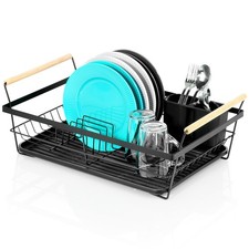 Gro&szlig;er Abtropfst&auml;nder f&uuml;r Teller und Besteck, stehend, Schwarz, Metall, 50 cm