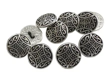 10PC Antiqued Silver Metal Buttons Shank Button 14mm