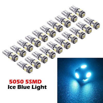 20x  Car T10 Ice Blue LED 5050 5smd Wedge Light Bulb W5W 194 168 2825 158 192