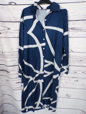 LADIES SHEIN BLUE MIX PATTERN LONG SLEEVED BUTTON DOWN DRESS SIZE XL