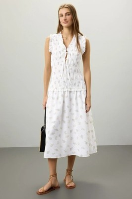 Rails Dion Amaryllis Drop Waist Smocked Midi Dress Size M
