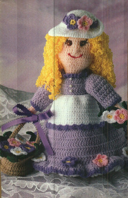 PEDDLER DOLL WITH FLOWER BASKET 11'' TOY DIGEST SIZE CROCHET PATTERN INSTRUCTIONS