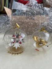 Vintage Pair Resl Lenz Western Germany Foil Spinner Bird &Snowflake Ornament
