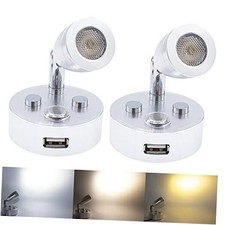 RV Lights Interior Fixture, 12V LED with USB Port RV Dimmable 3 Colors - Silver